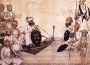 Thakur Daulat Singh,His Minister,His Nephew and Others in a Council unknow artist